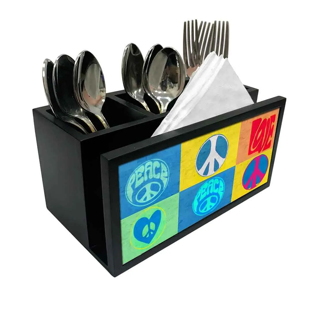 Cutlery Tissue Holder Napkin Stand -  Peace Love