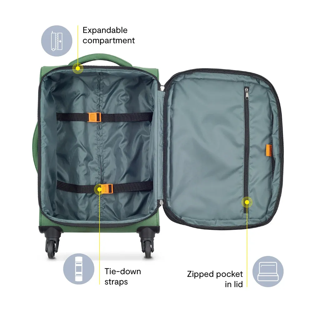 Delsey Paris Securitech Vanguard DY40038 55cm 4 Double Wheels Expandable Cabin Soft Trolley Case - Black
