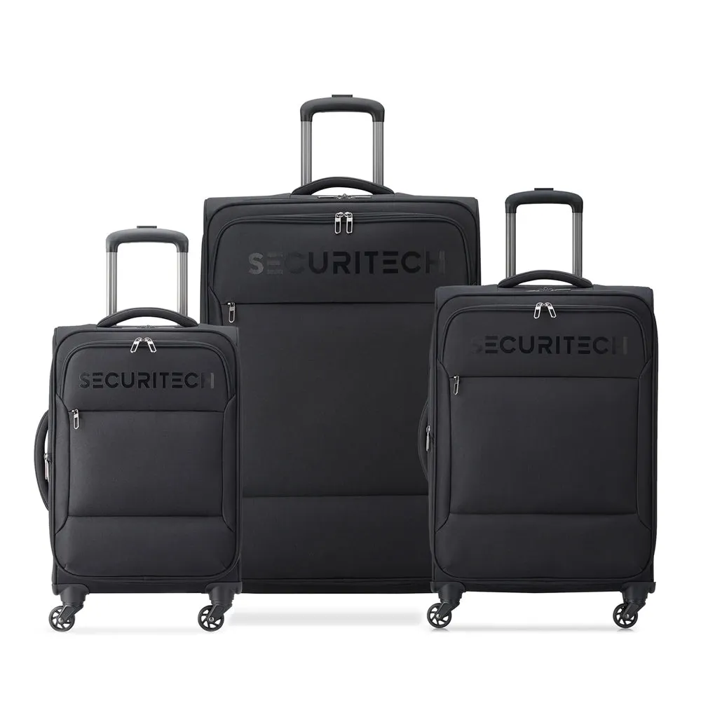 Delsey Paris Securitech Vanguard DY40038 55cm 4 Double Wheels Expandable Cabin Soft Trolley Case - Black