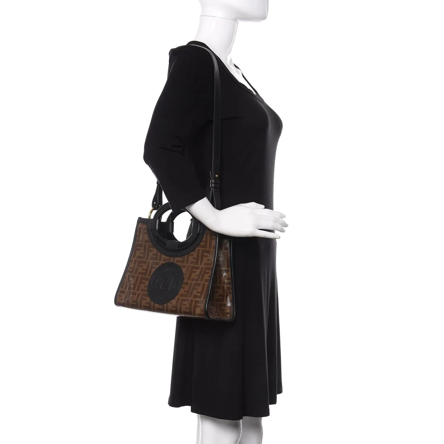 Fendi Runaway Glazed Canvas 1974 FF Stamp Small Shoulder Bag 8BH353