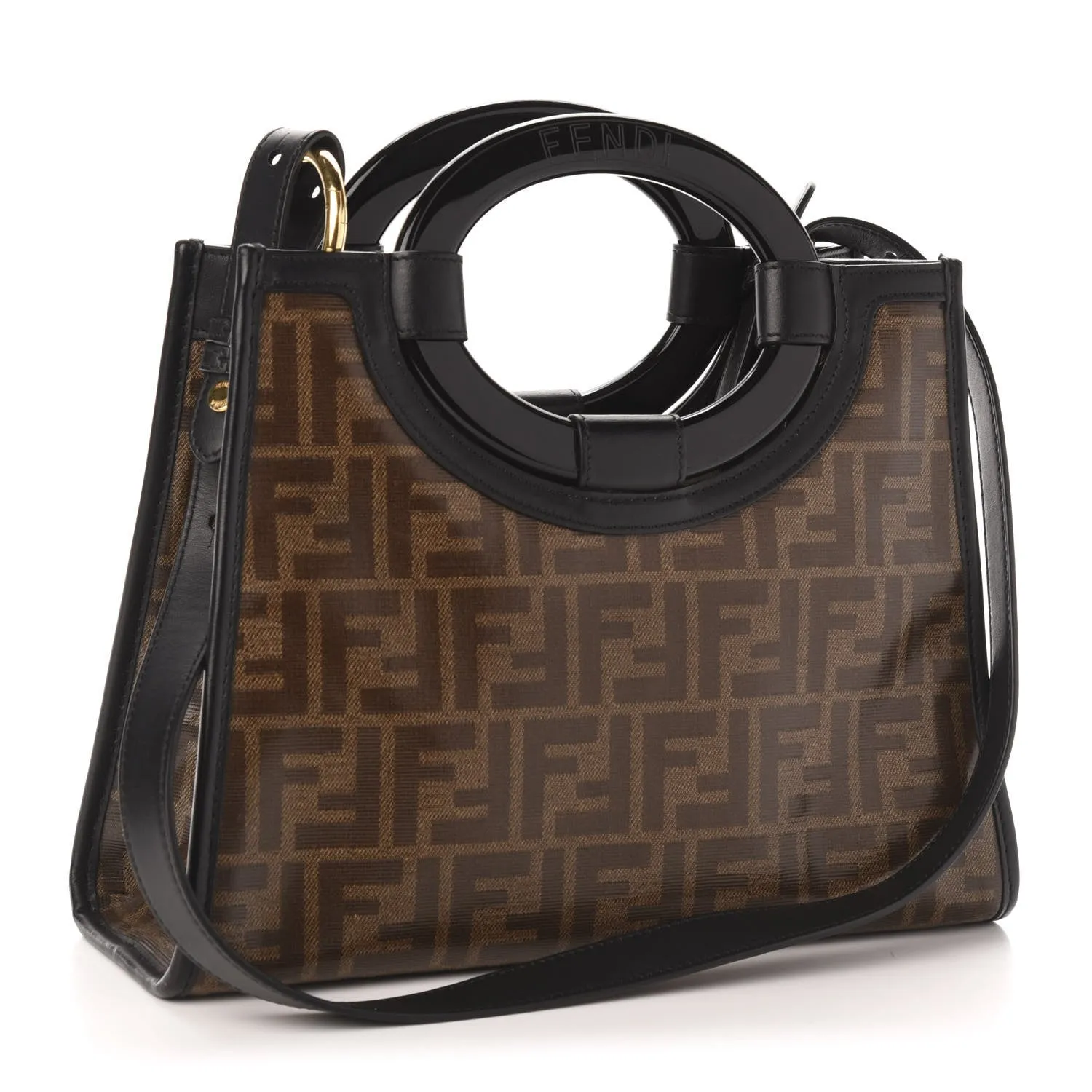 Fendi Runaway Glazed Canvas 1974 FF Stamp Small Shoulder Bag 8BH353