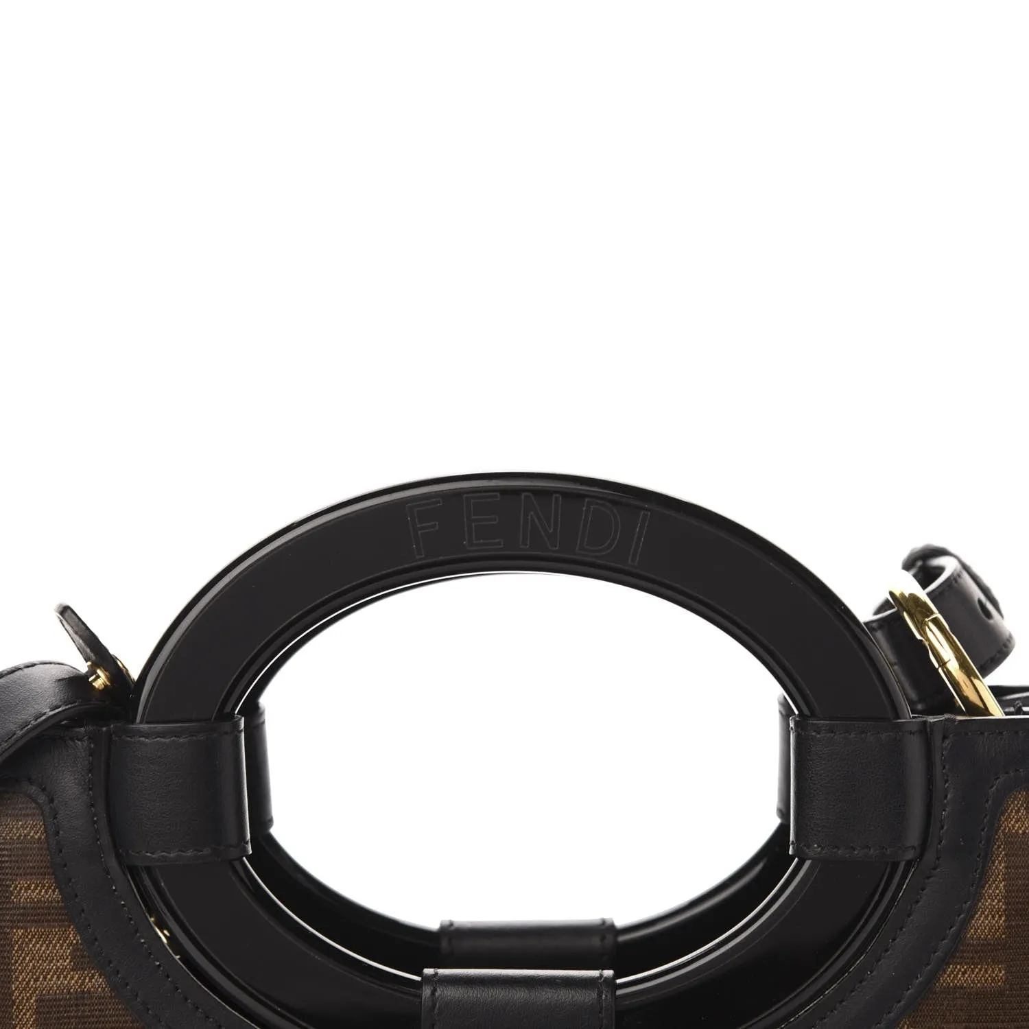 Fendi Runaway Glazed Canvas 1974 FF Stamp Small Shoulder Bag 8BH353