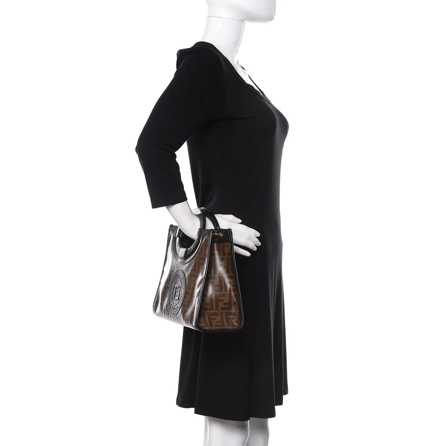 Fendi Runaway Glazed Canvas 1974 FF Stamp Small Shoulder Bag 8BH353
