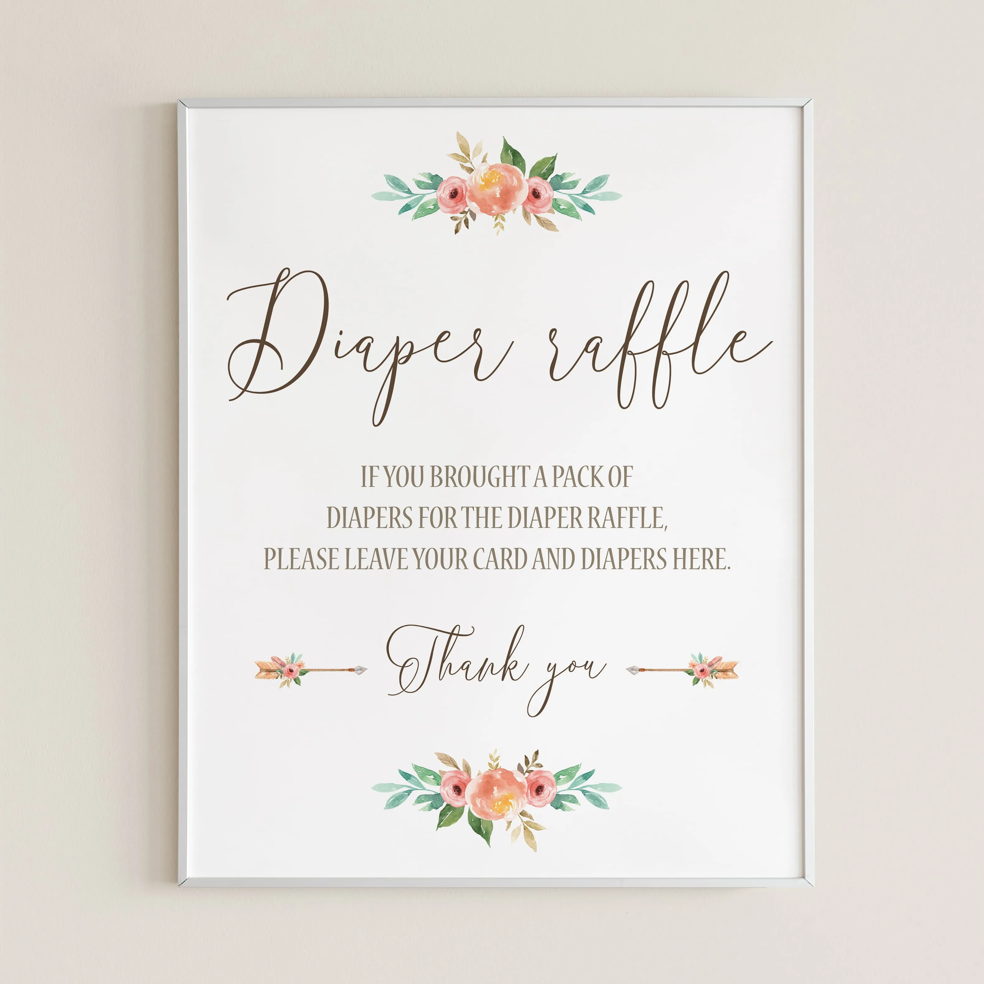 Floral Diaper Raffle Sign Printable