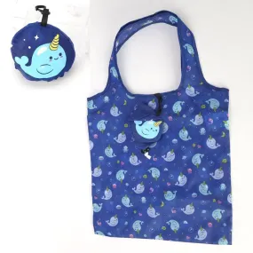 Foldable Reusable Eco Friendly Shopping Bag - Kawaii Narwhal unicorn of the sea