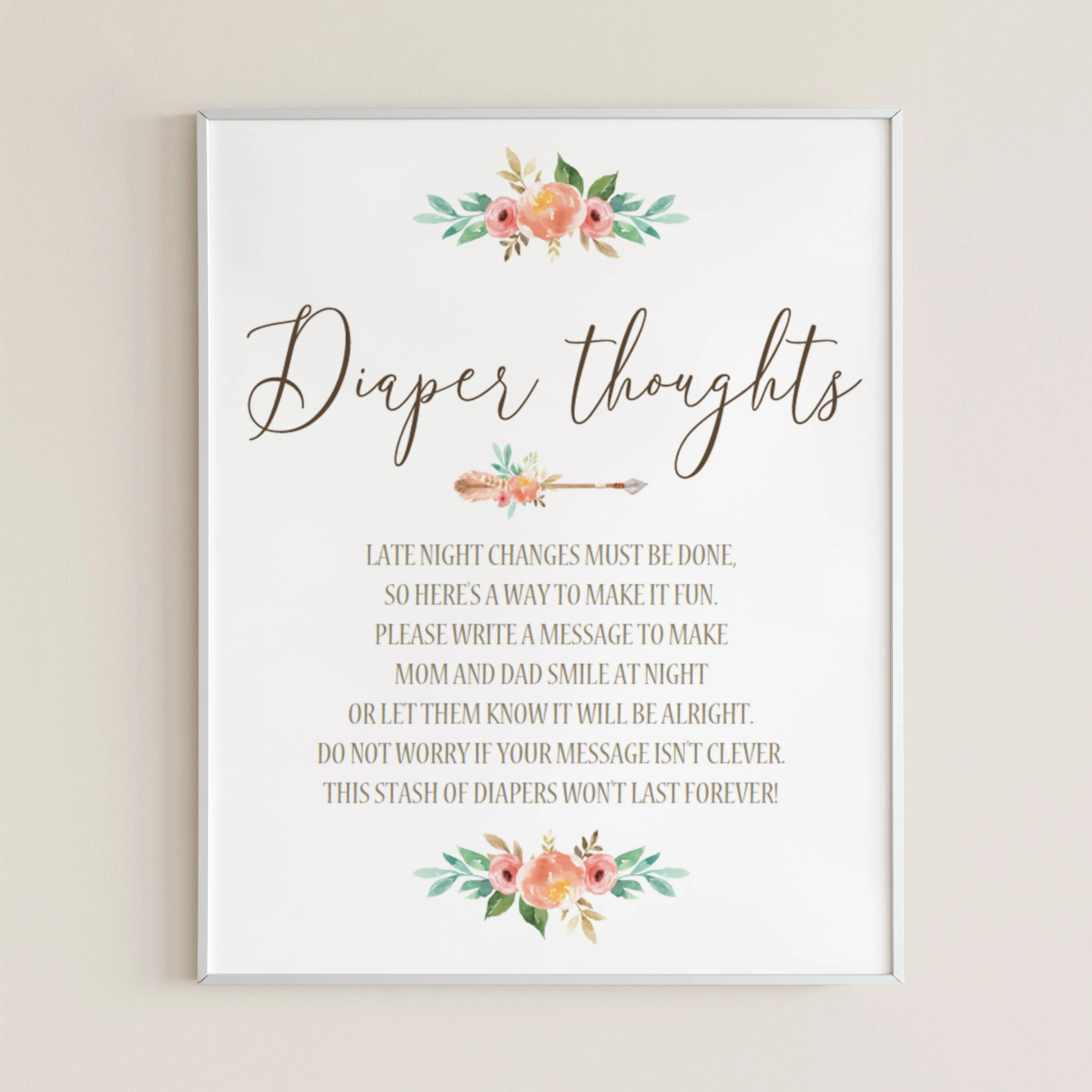 Funny Baby Shower Activity Diaper Thoughts Printable