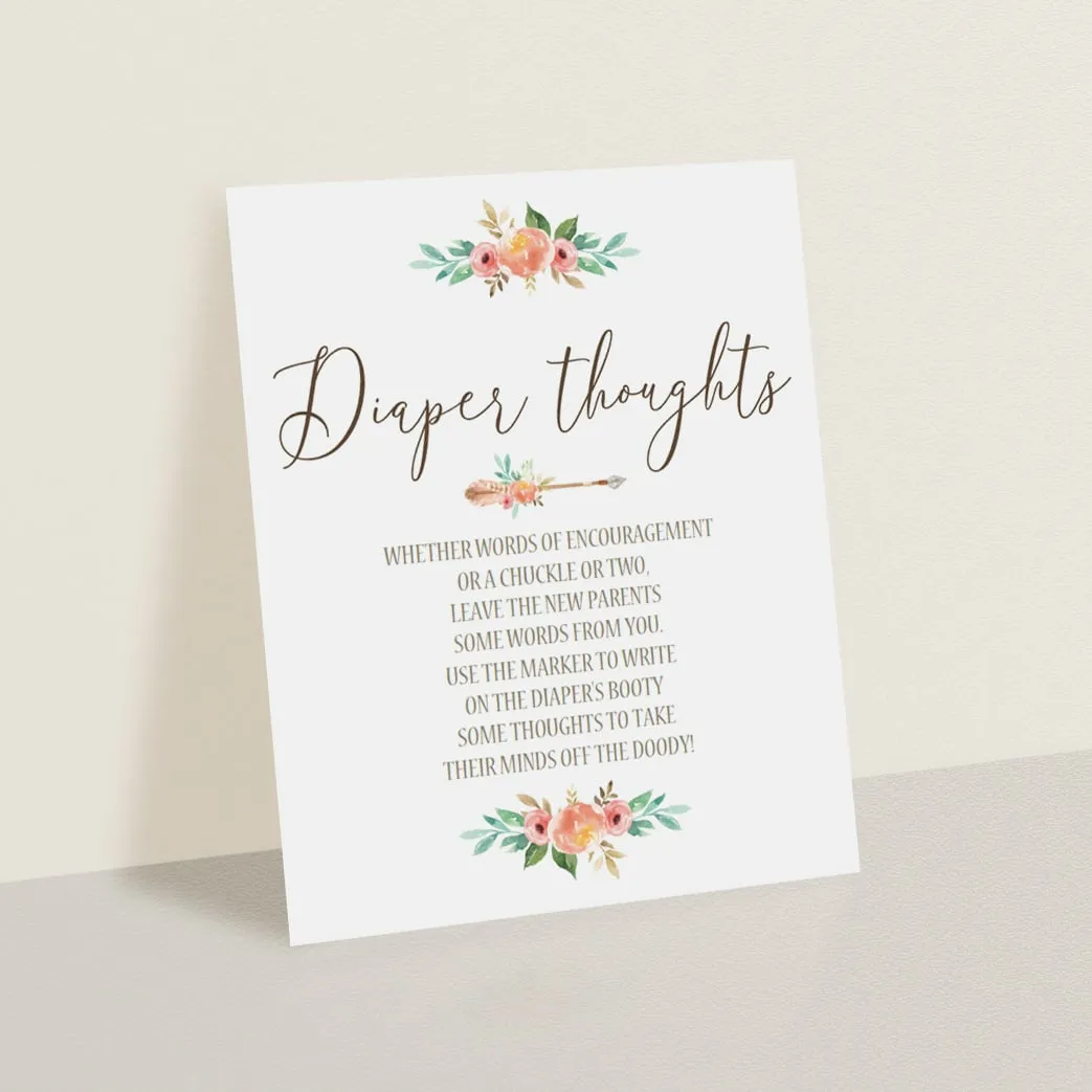 Funny Baby Shower Activity Diaper Thoughts Printable