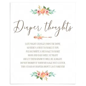 Funny Baby Shower Activity Diaper Thoughts Printable