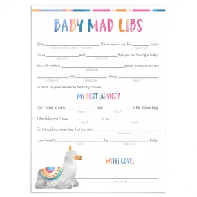 Funny Baby Shower Game Mad Libs Printable