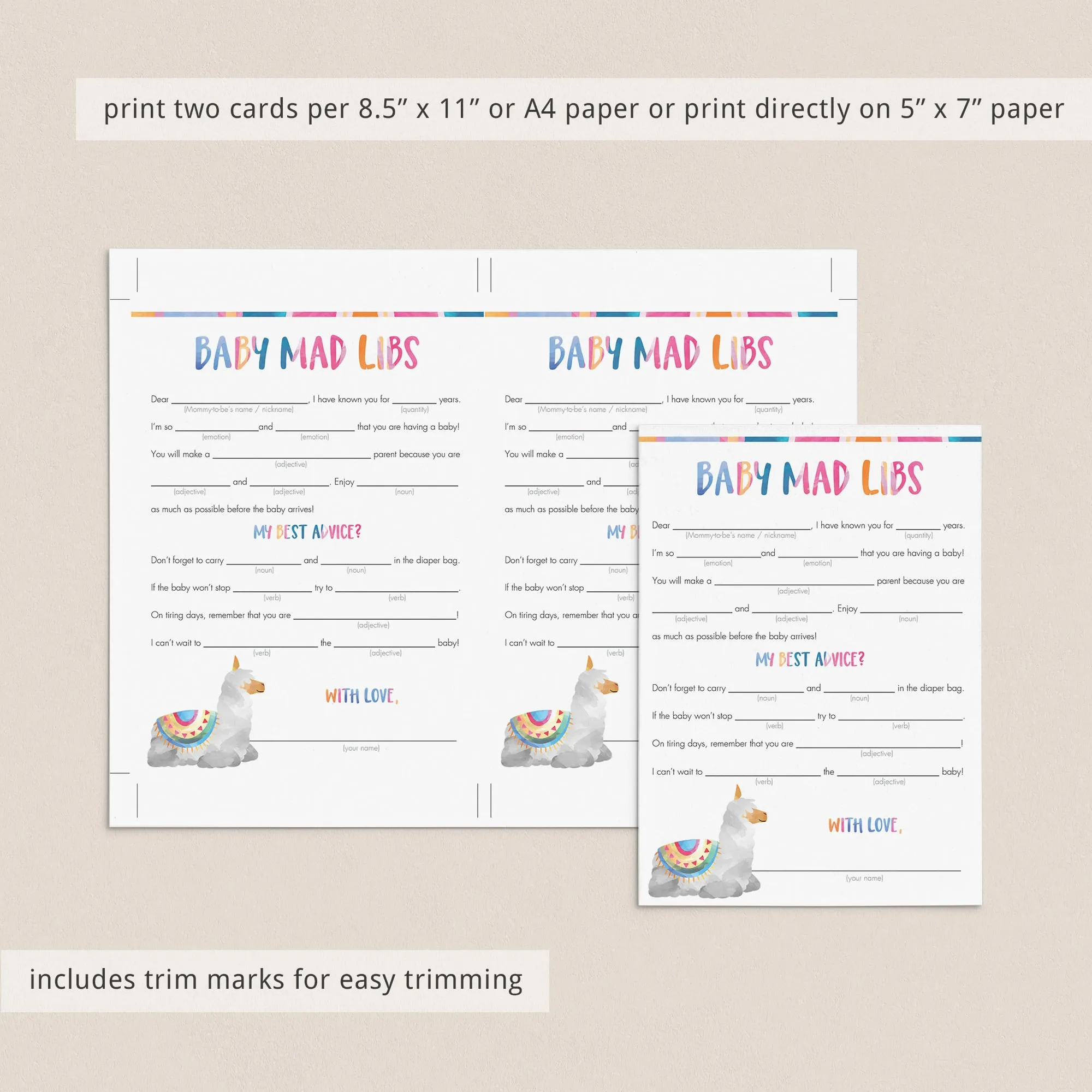 Funny Baby Shower Game Mad Libs Printable