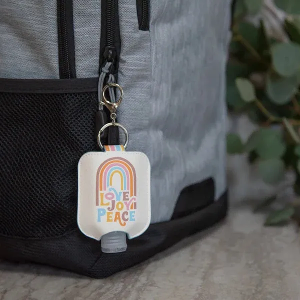 Hand Sanitizer Holder With Travel Bottle - Love Joy Peace