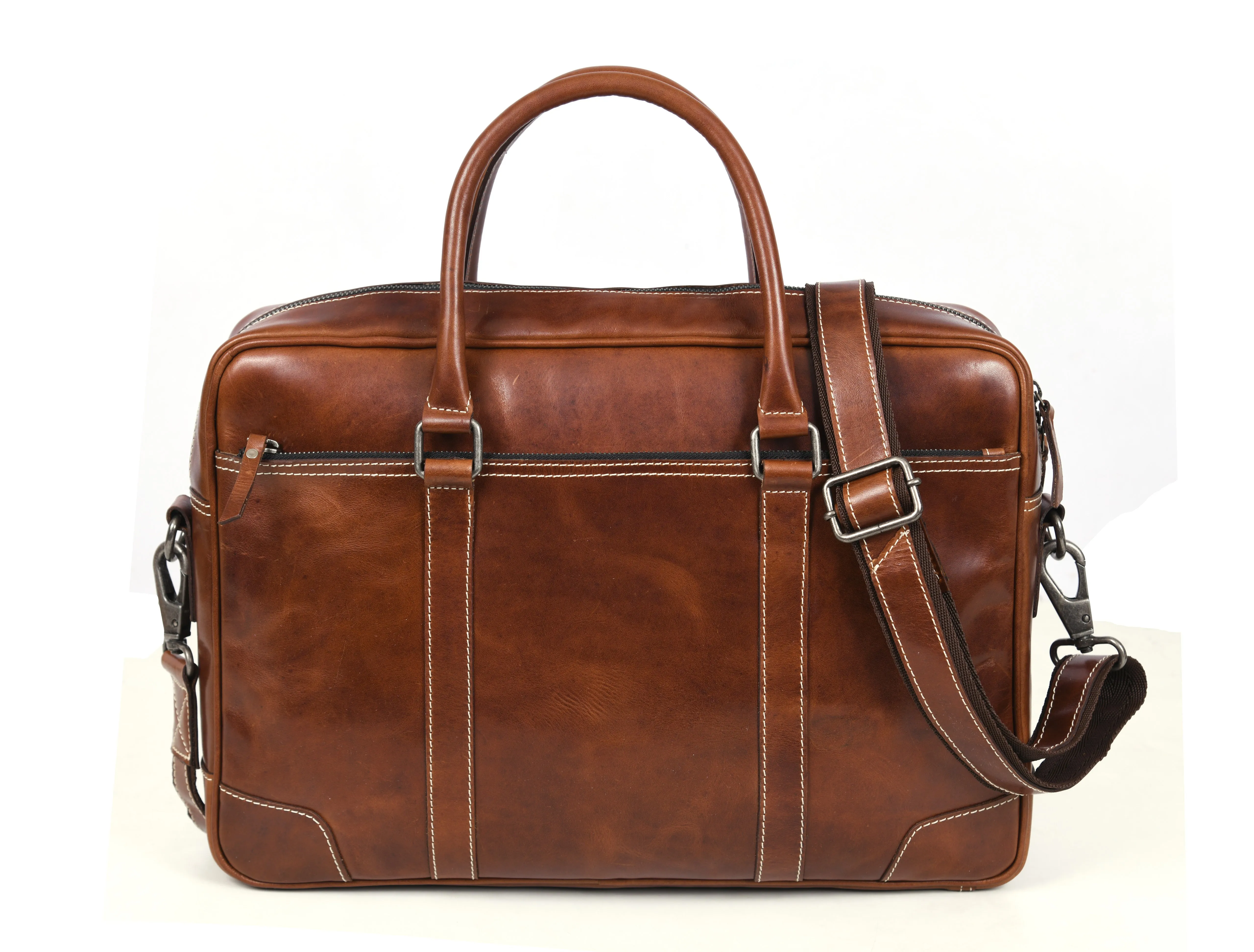 Hayward 17" Leather Office Bag - Cinnamon Tan