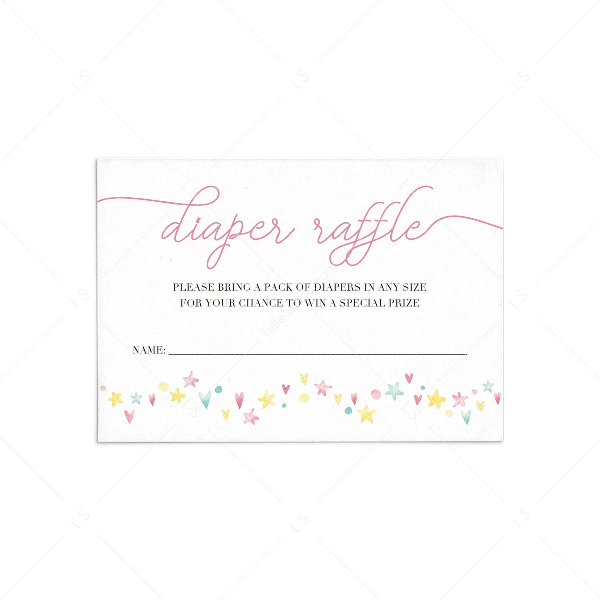 Hearts and Stars Diaper Raffle Ticket Template