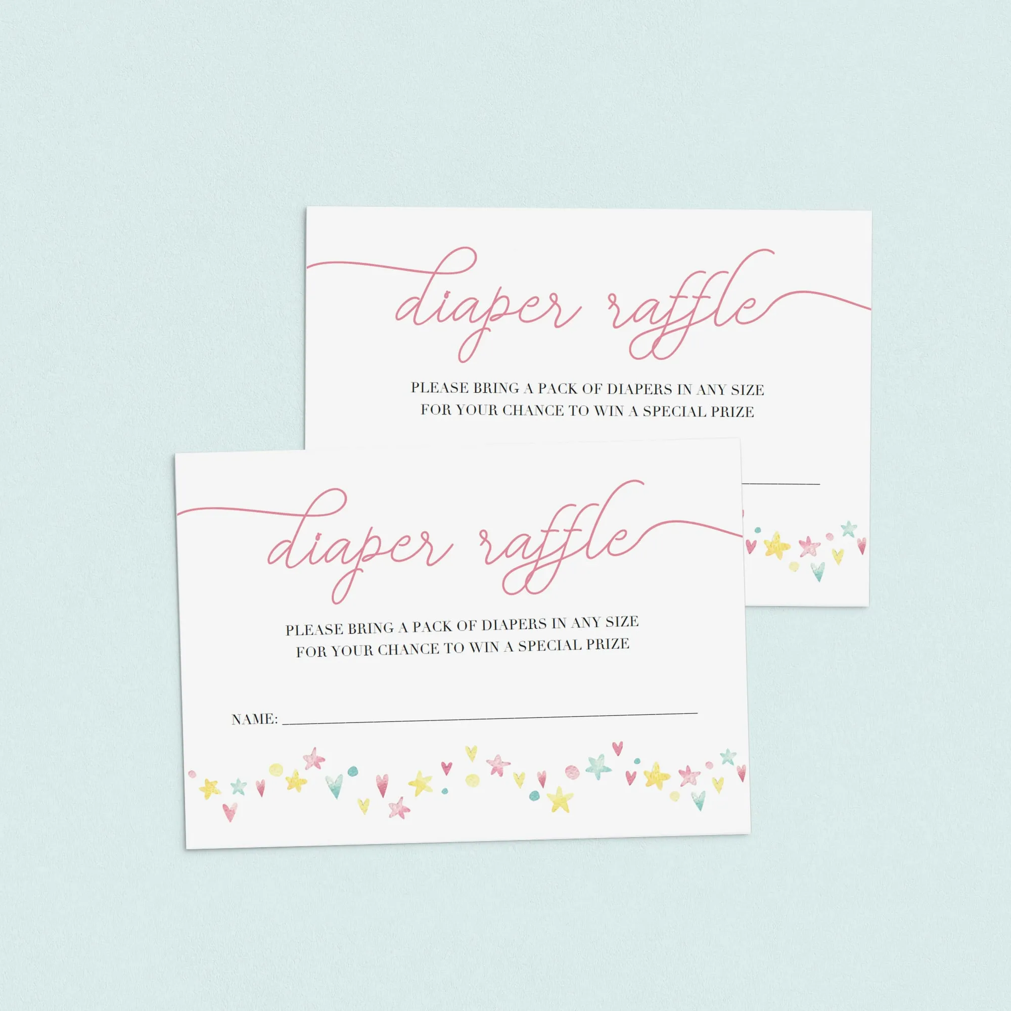 Hearts and Stars Diaper Raffle Ticket Template