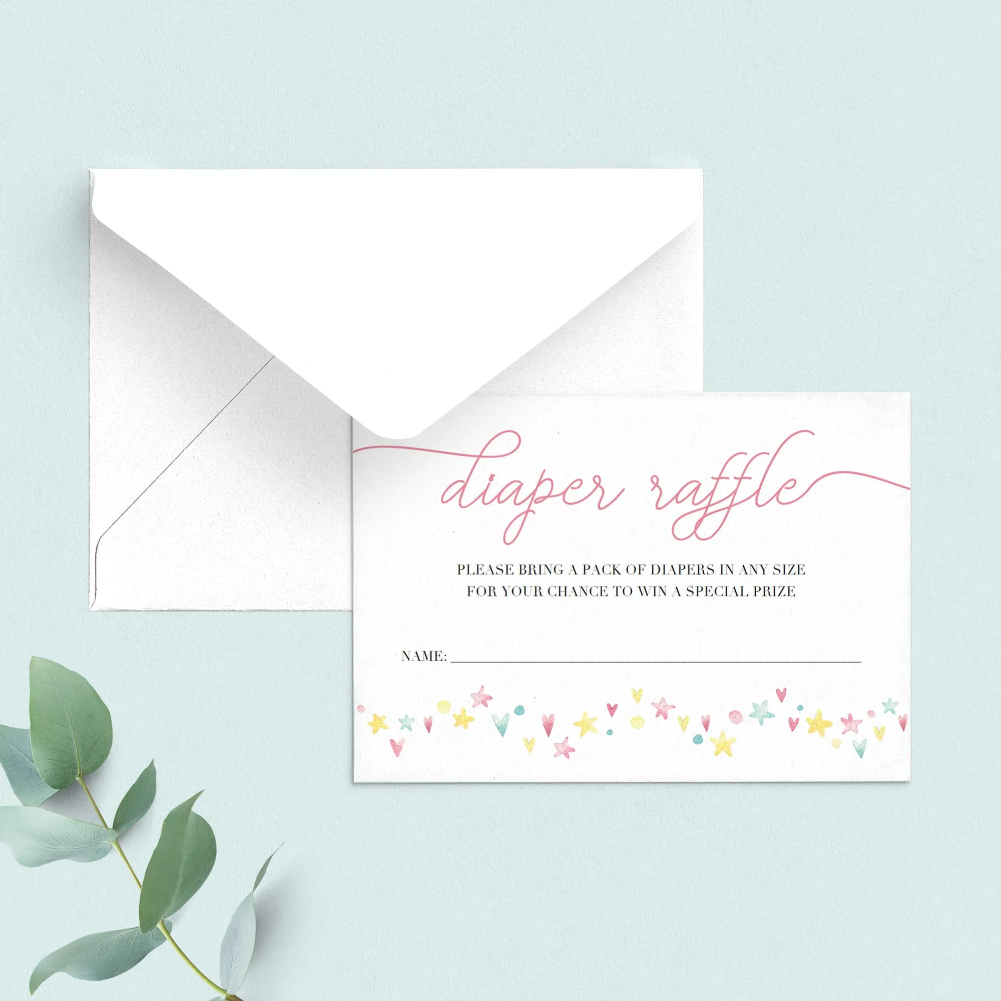 Hearts and Stars Diaper Raffle Ticket Template