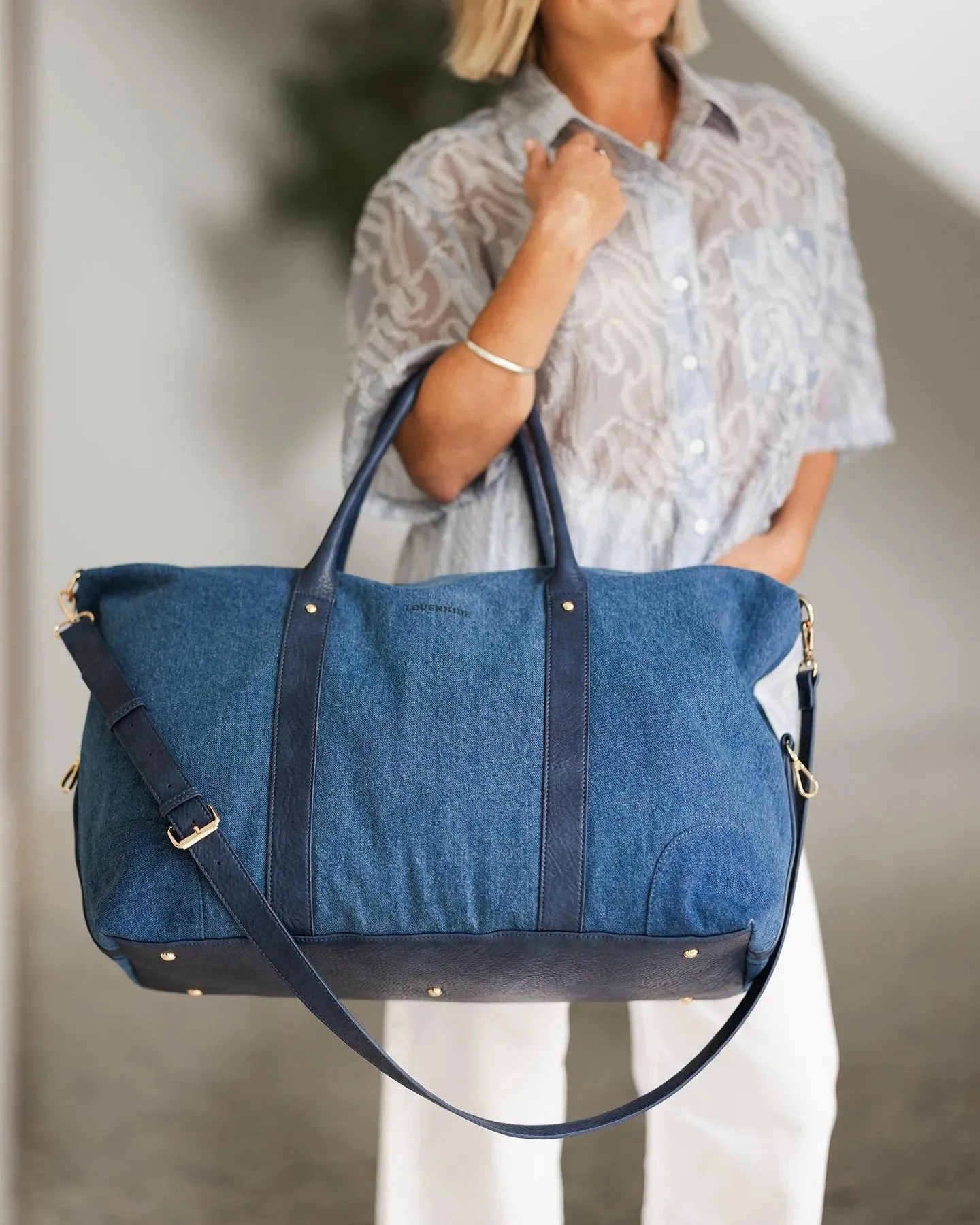 Louenhide Alexis Canvas Weekender Travel Bag - Denim