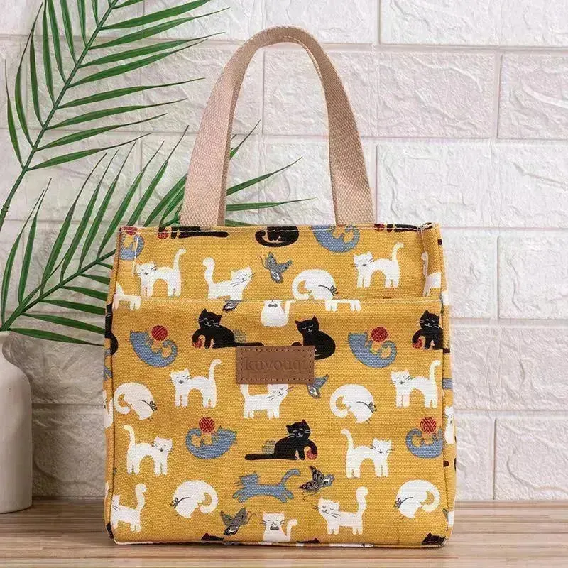 Lunch At Work Lunch Box Bag Aluminum Foil Thickening Handheld Canvas Insulated Lunch Bag for Women  Stylish Tote  Work Lunch Bag