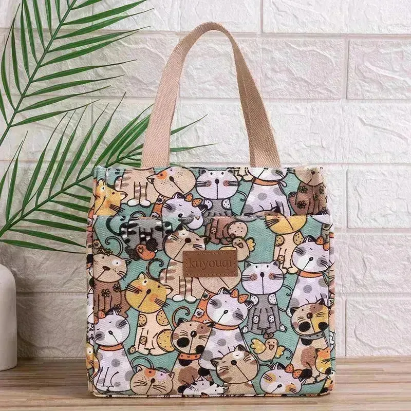 Lunch At Work Lunch Box Bag Aluminum Foil Thickening Handheld Canvas Insulated Lunch Bag for Women  Stylish Tote  Work Lunch Bag