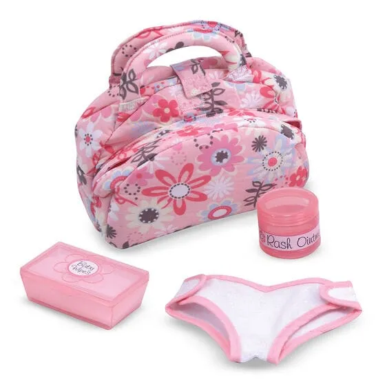 MELISSA & DOUG Mine To Love - Diaper Bag Set: Kids are ready to take good care of their baby doll with this stylish, two pocket diaper bag - 4889
