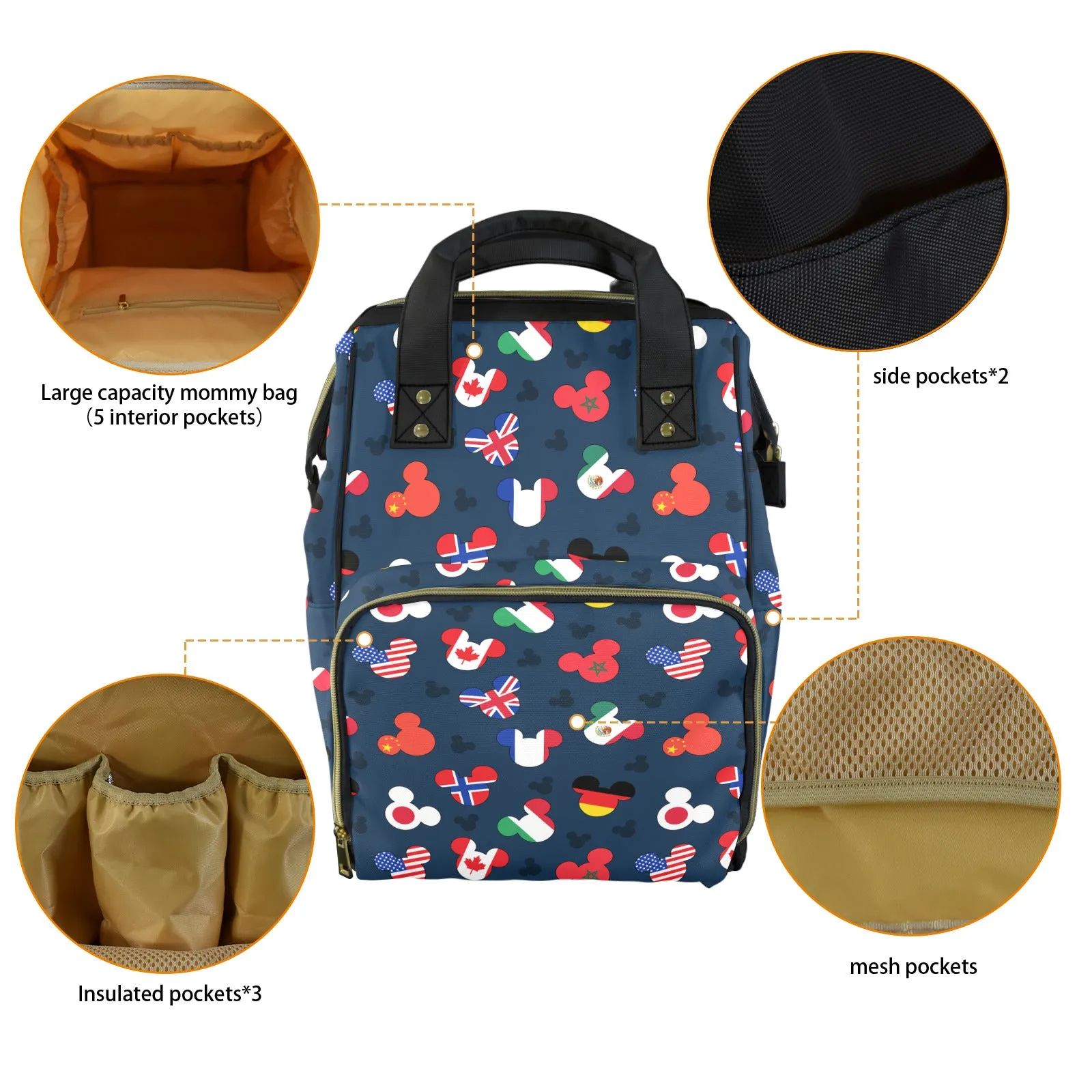 Mickey Flags Multi-Function Diaper Bag