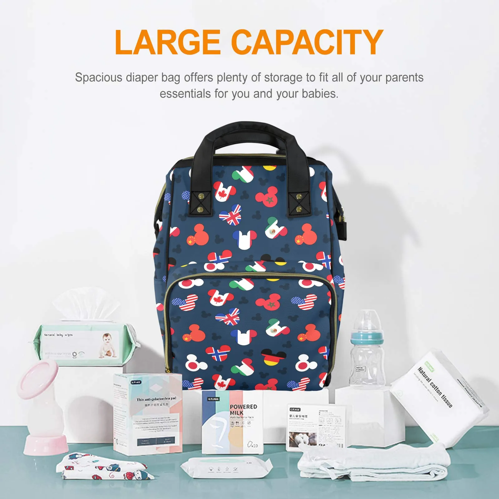 Mickey Flags Multi-Function Diaper Bag