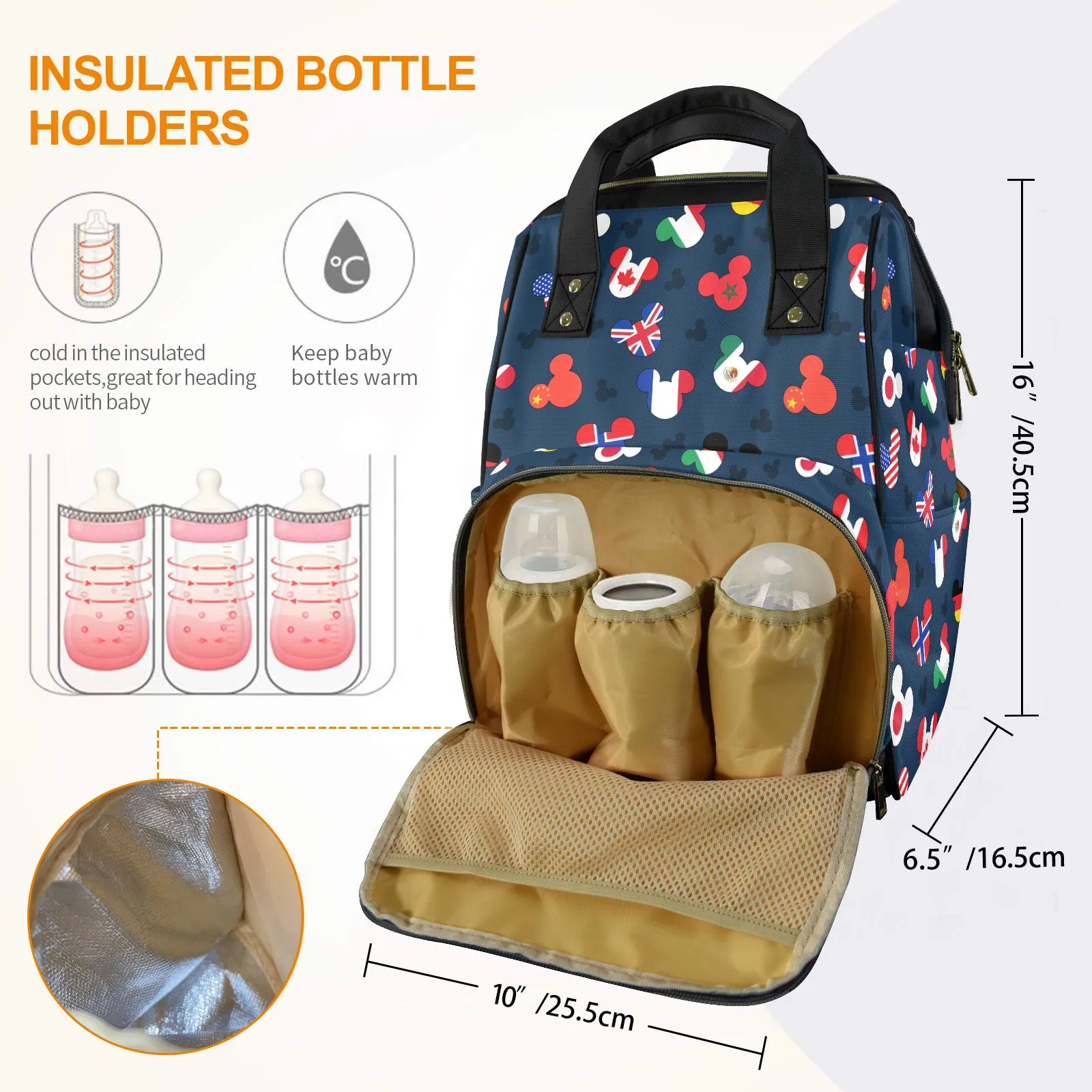 Mickey Flags Multi-Function Diaper Bag