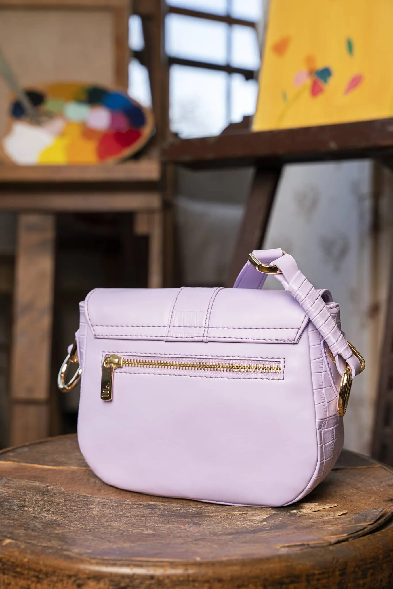 Mira Vegan Leather Crossbody Bag | Lavender Croc
