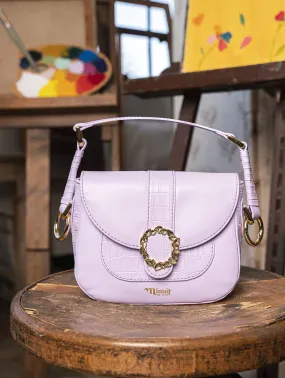 Mira Vegan Leather Crossbody Bag | Lavender Croc