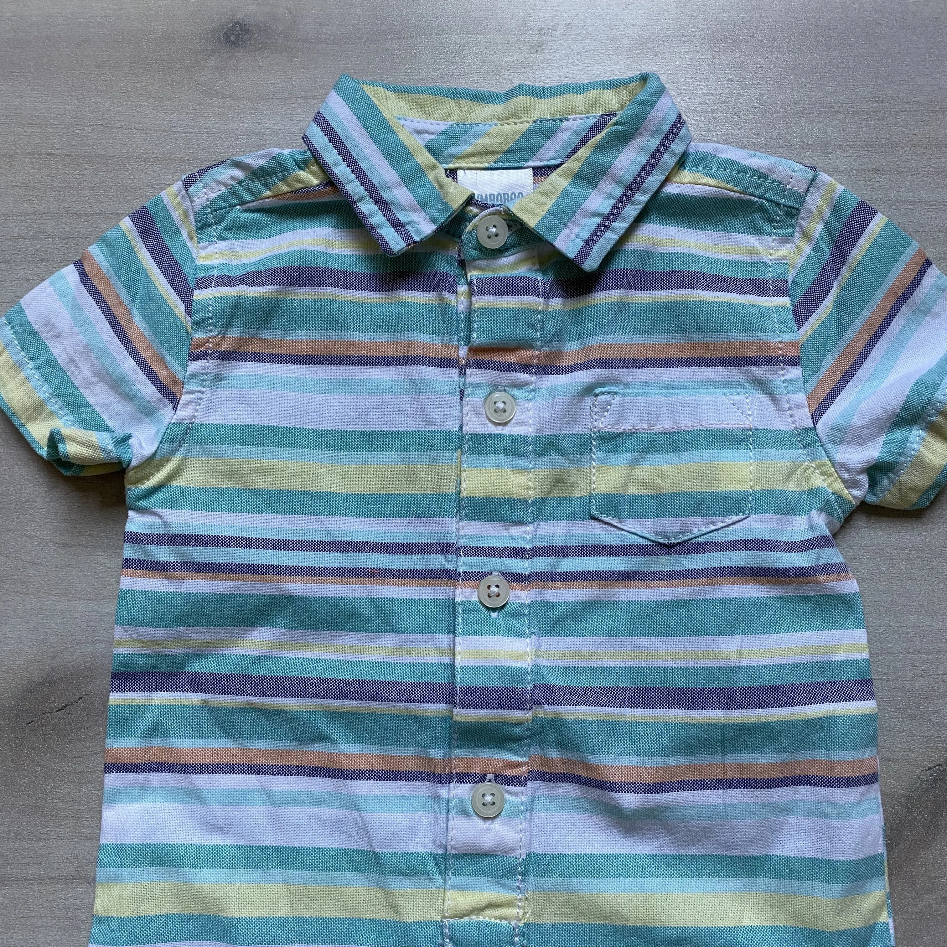 NEW Gymboree Green & White Pastel Striped Romper