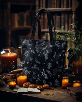 Nightshade Tote Bag - Vegan Tote for Women Foldable Bag for Work Gym Travel Shopping Grocery Cottagecore