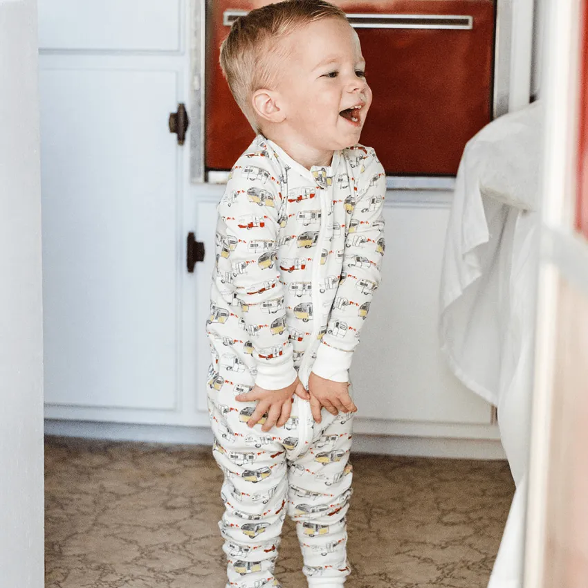 Organic Cotton Zipper Pajama, Vintage Trailers