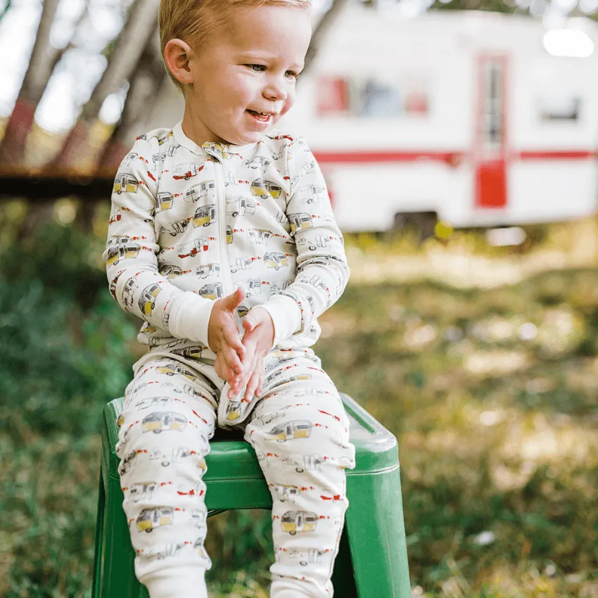 Organic Cotton Zipper Pajama, Vintage Trailers