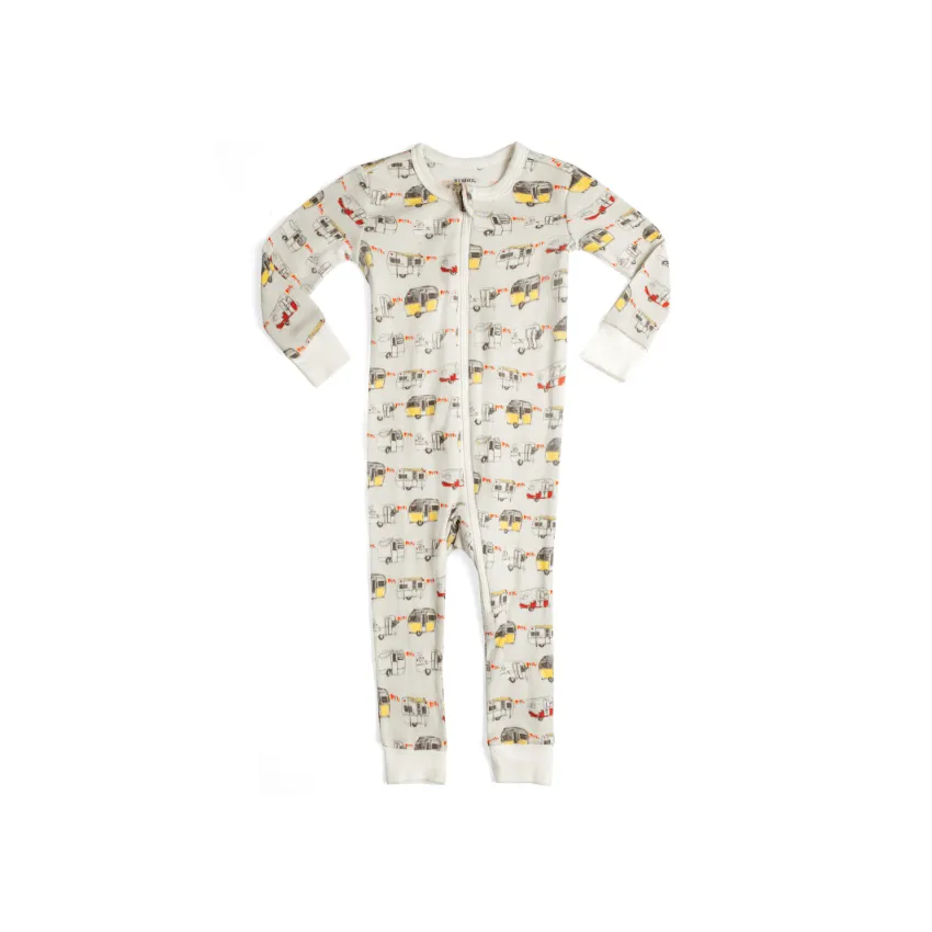 Organic Cotton Zipper Pajama, Vintage Trailers