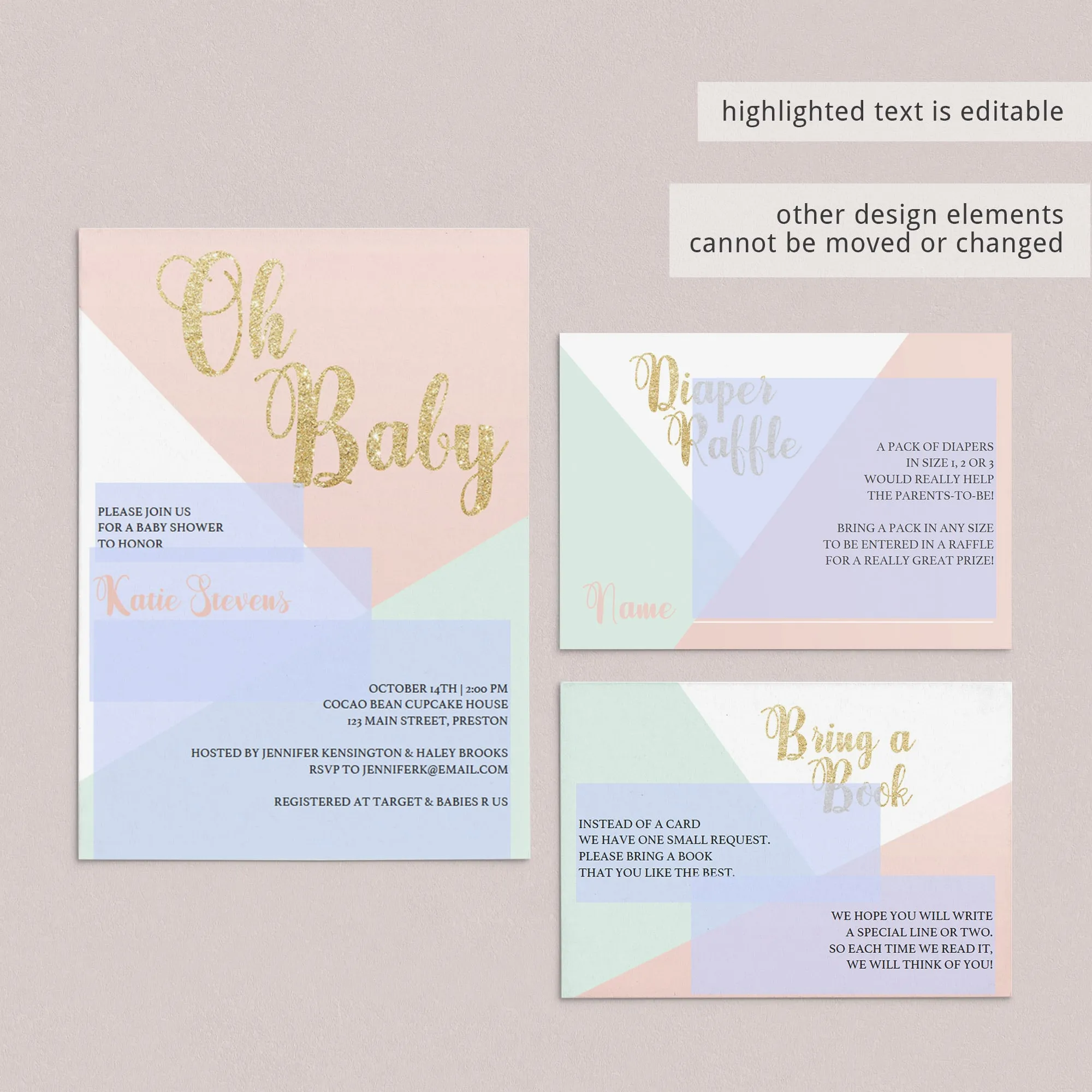 Pastel Baby Shower Invitation Kit Templates