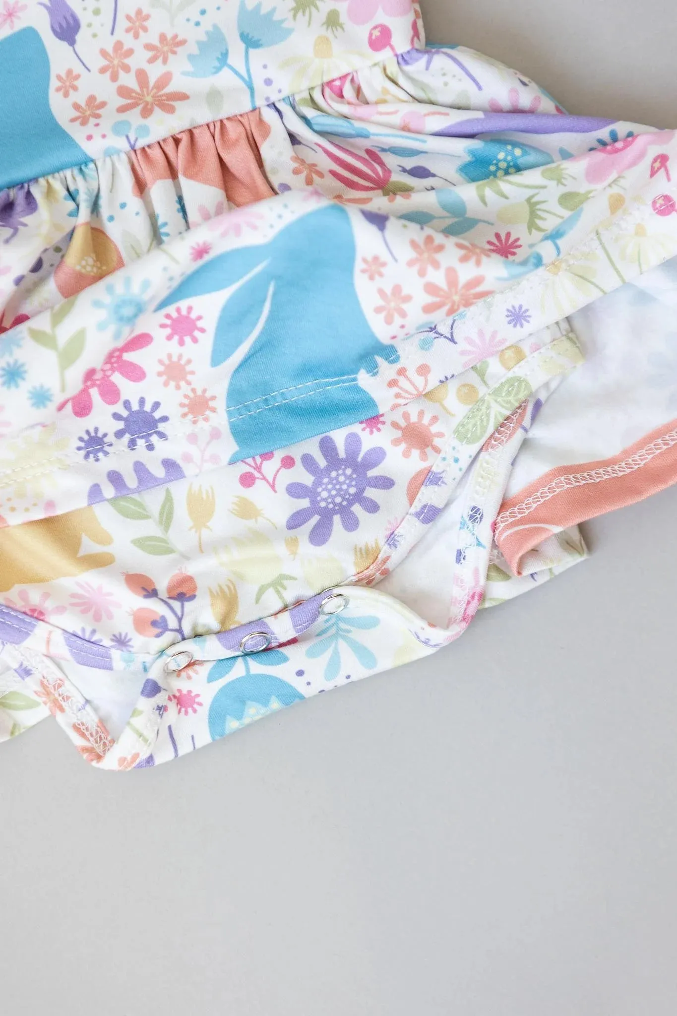 Pastel Floral Bunnies Twirl Bodysuit