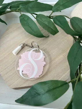 Personalized acrylic keychain with pastel brush stroke