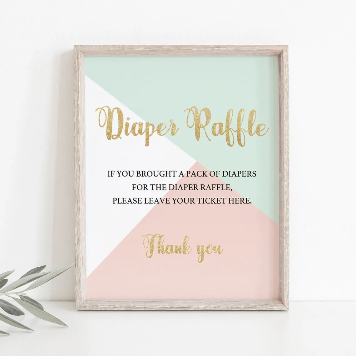 Pink Mint and Gold Baby Diaper Raffle Sign Printable
