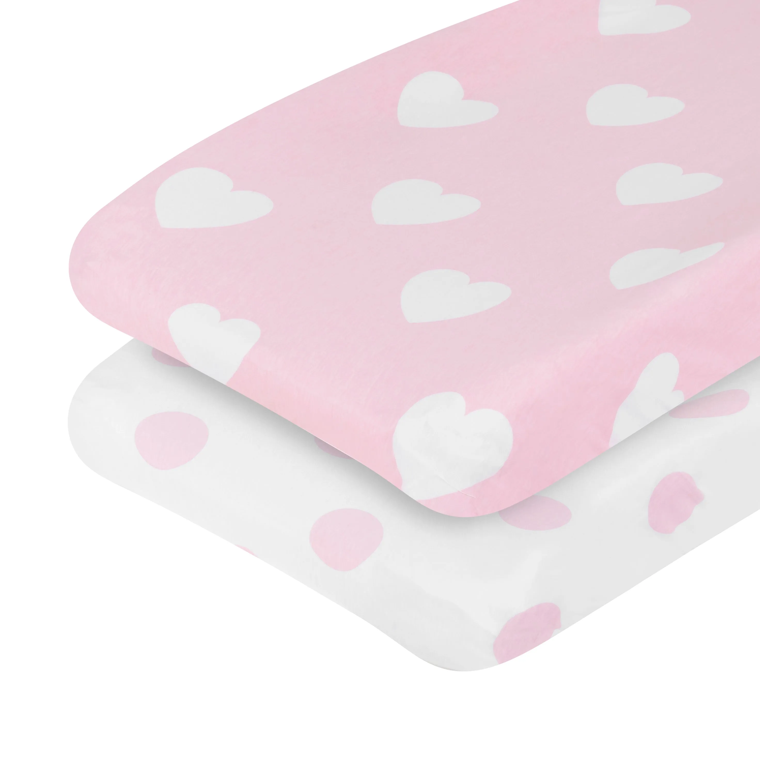 Pink/White Hearts and Dots 2 Pack Changing Pad Cover