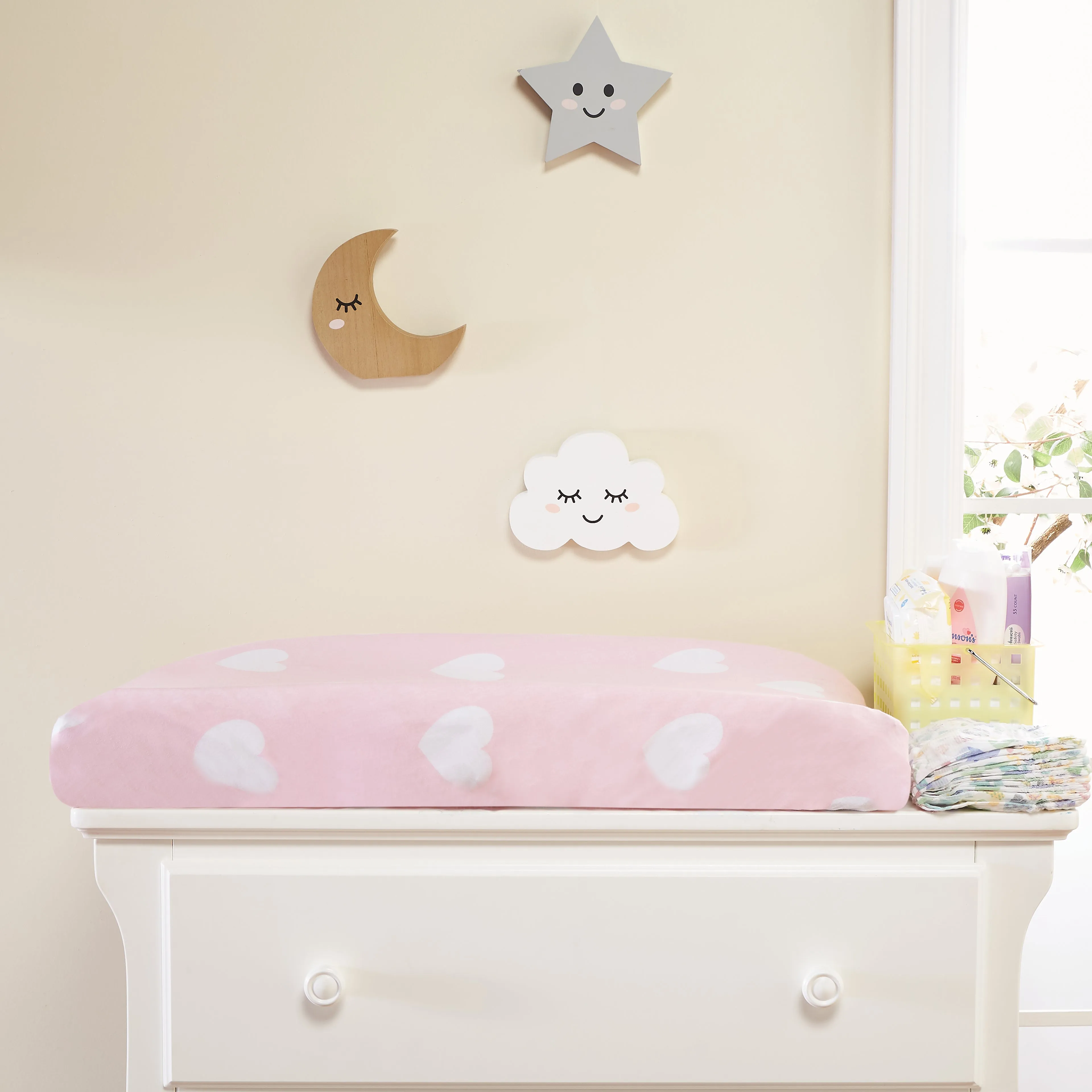 Pink/White Hearts and Dots 2 Pack Changing Pad Cover
