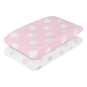 Pink/White Hearts and Dots 2 Pack Changing Pad Cover