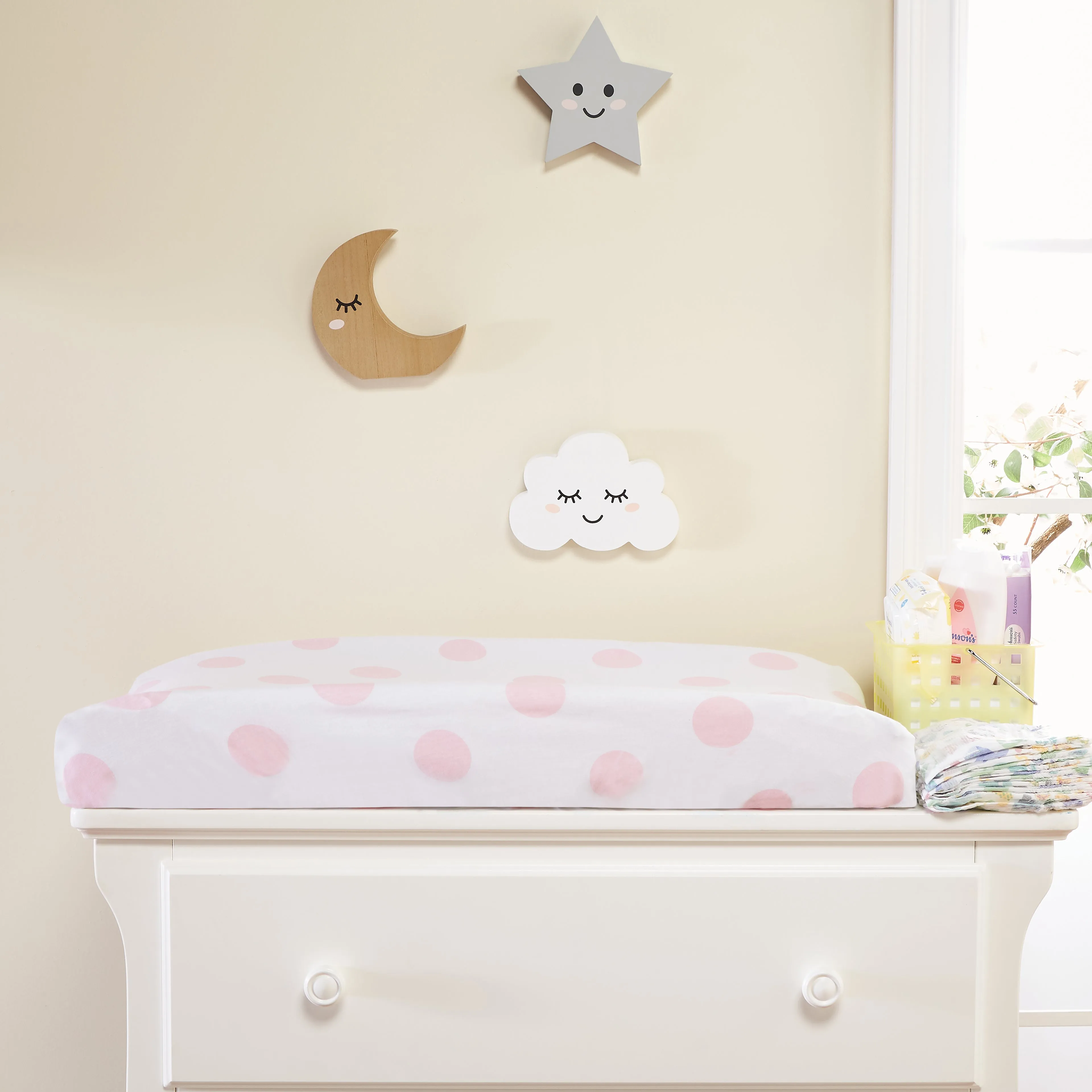 Pink/White Hearts and Dots 2 Pack Changing Pad Cover