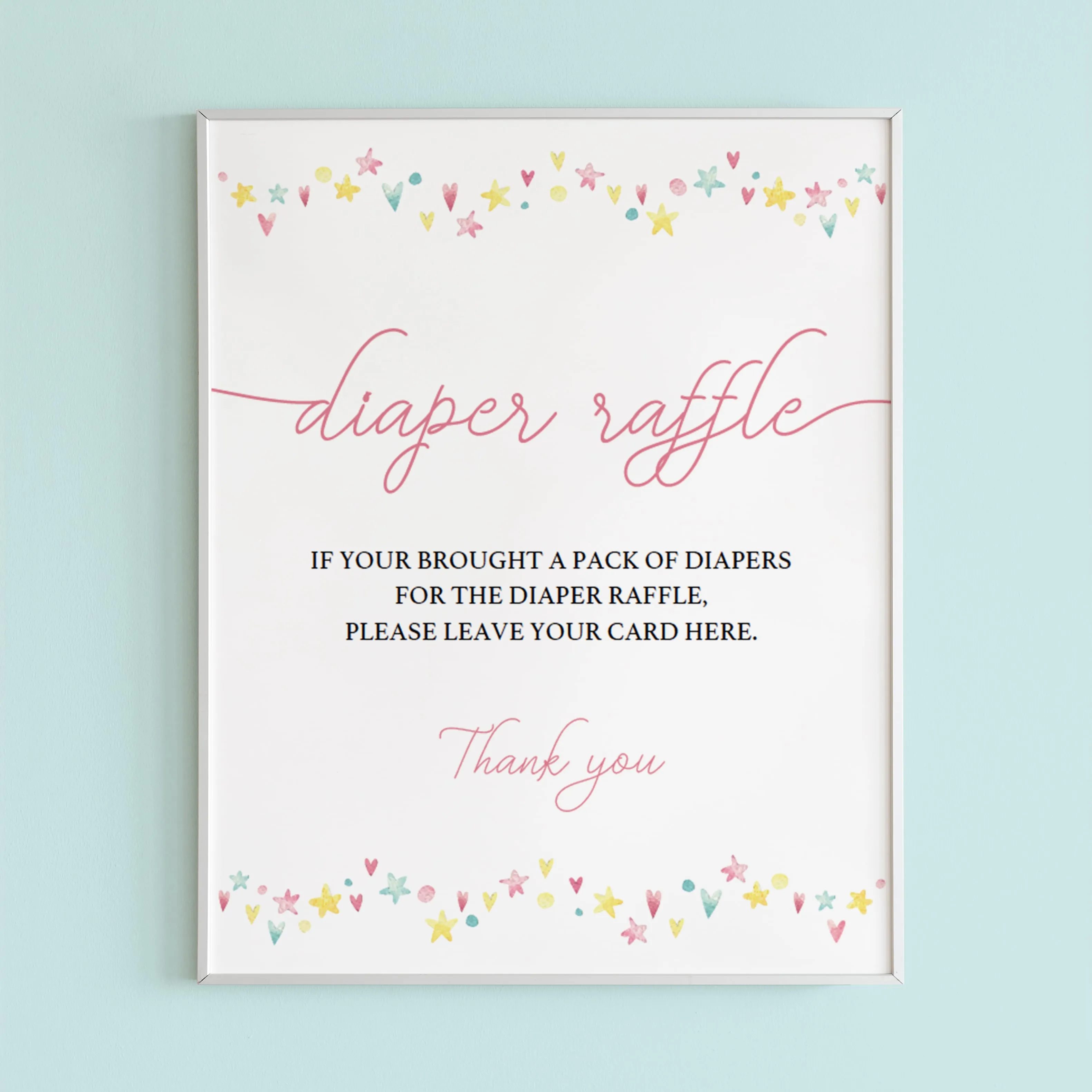 Printable Diaper Raffle Sign for Girl Baby Shower