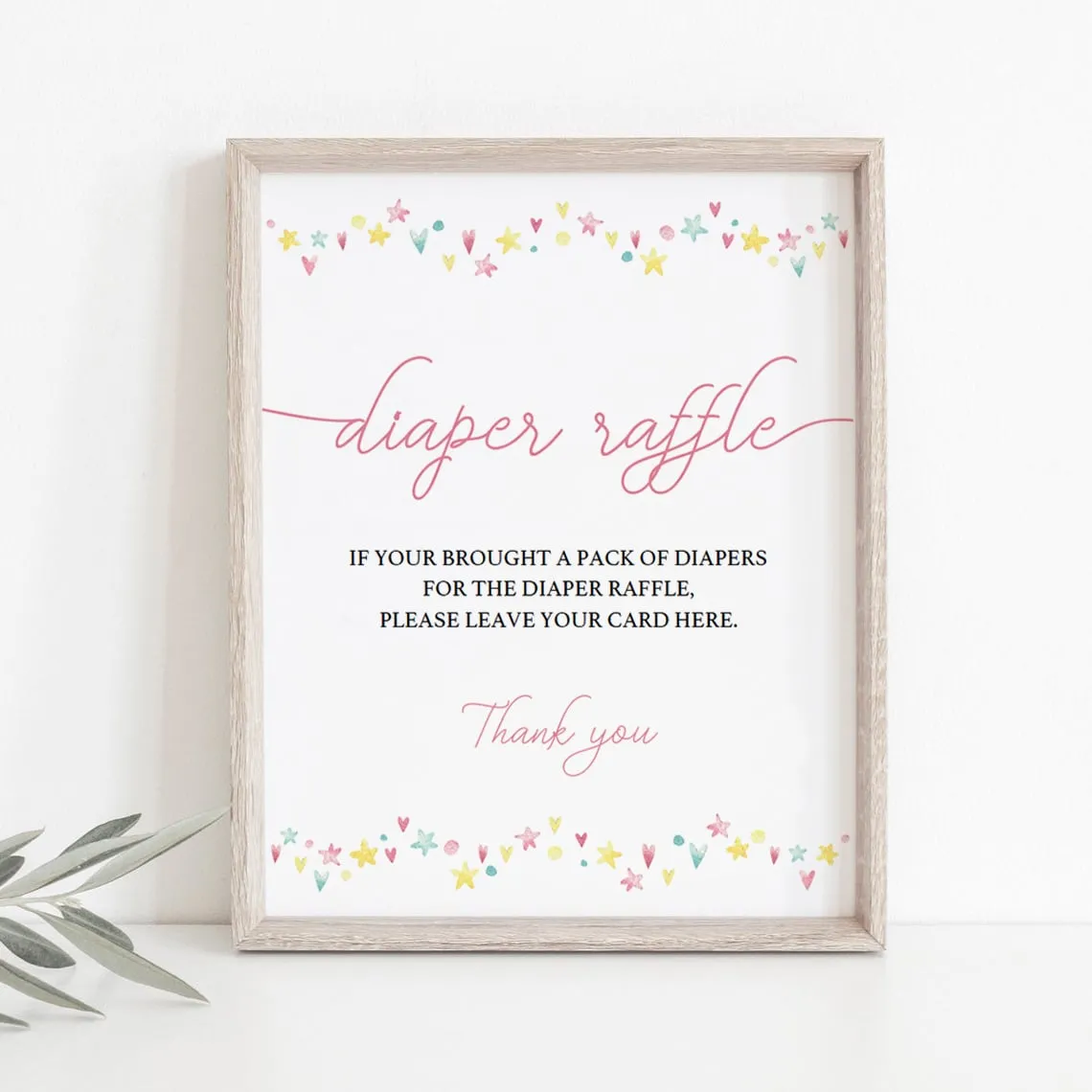 Printable Diaper Raffle Sign for Girl Baby Shower