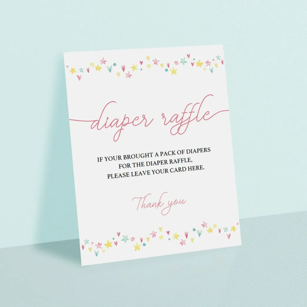 Printable Diaper Raffle Sign for Girl Baby Shower