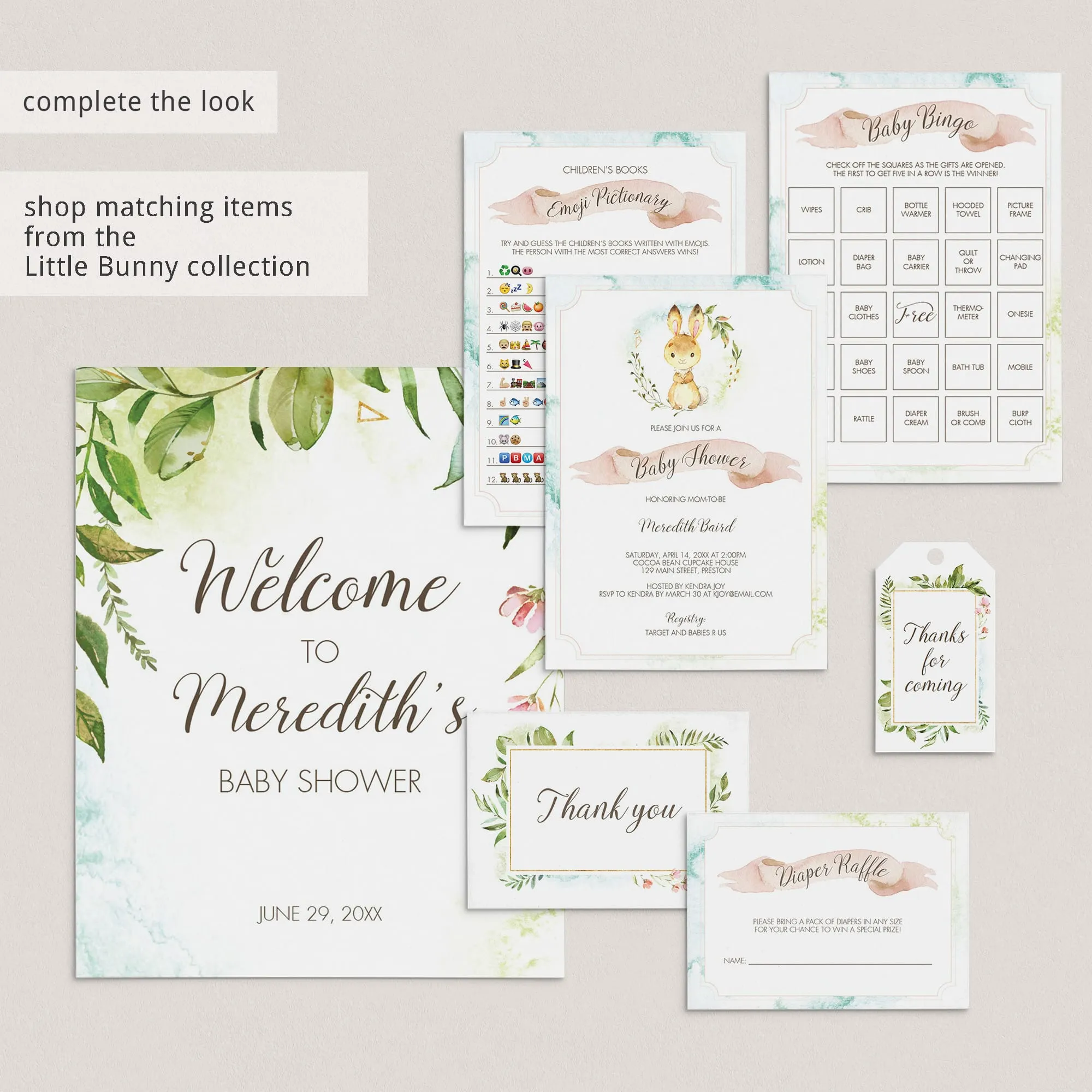 Printable Watercolor DIY Baby Shower Activity Diaper Raffle