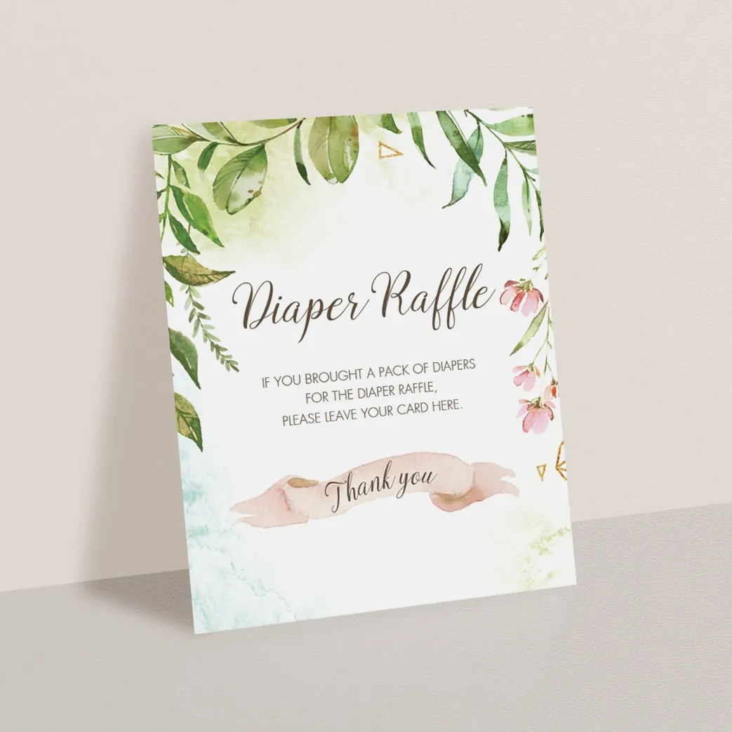 Printable Watercolor DIY Baby Shower Activity Diaper Raffle