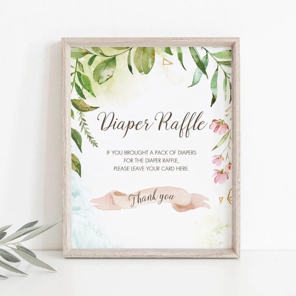 Printable Watercolor DIY Baby Shower Activity Diaper Raffle