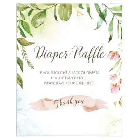 Printable Watercolor DIY Baby Shower Activity Diaper Raffle