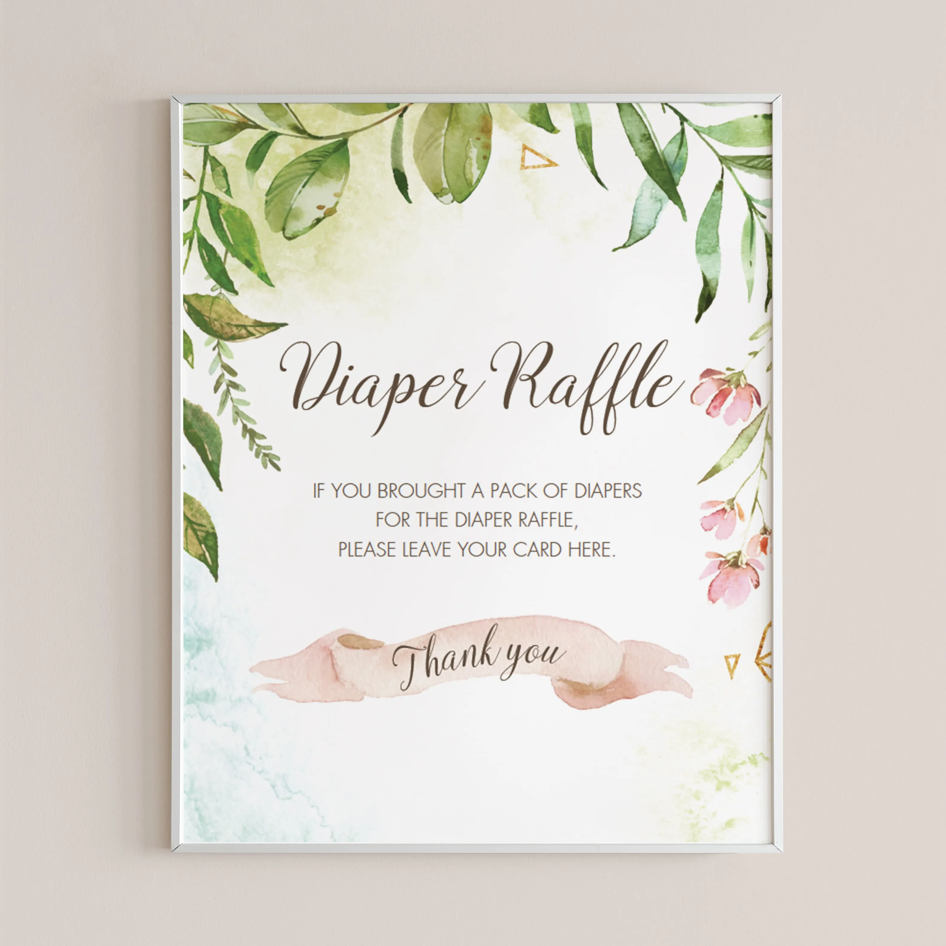 Printable Watercolor DIY Baby Shower Activity Diaper Raffle