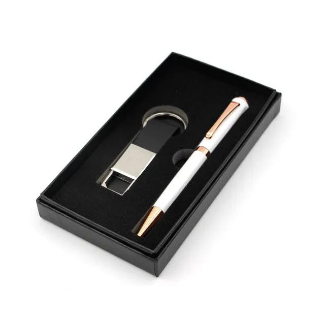 PU leather Keychain with Pen Gift Set